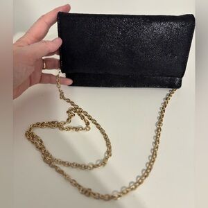 Urban Expressions Black Vegan Leather Wallet on Chain Crossbody Clutch